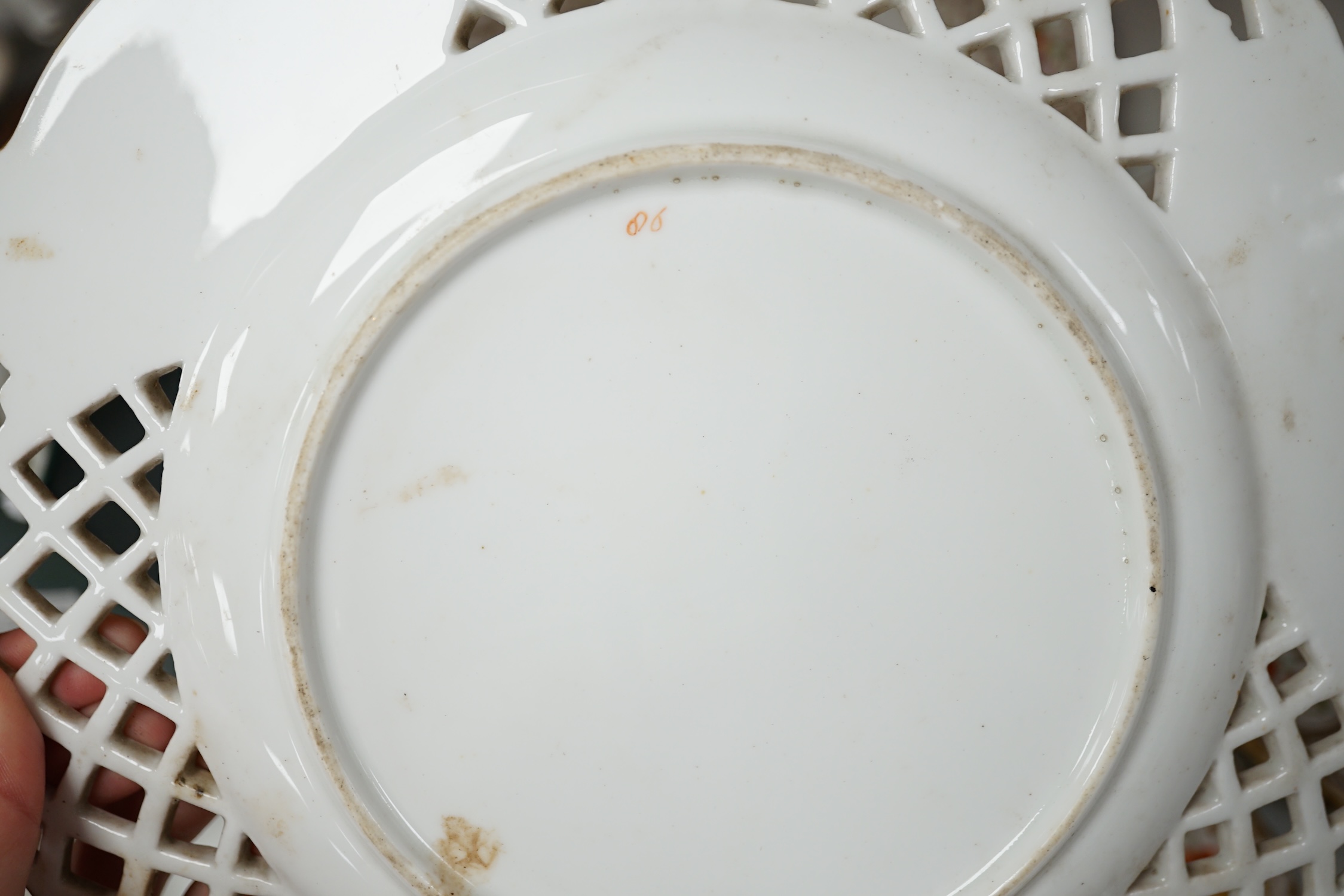 A set of six Victorian gilt and floral cabinet plates with central landscapes, 24cm diameter. Condition - poor